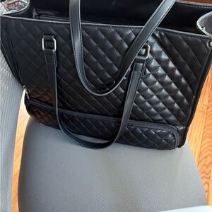 Chic Black Quilted Tote Bag